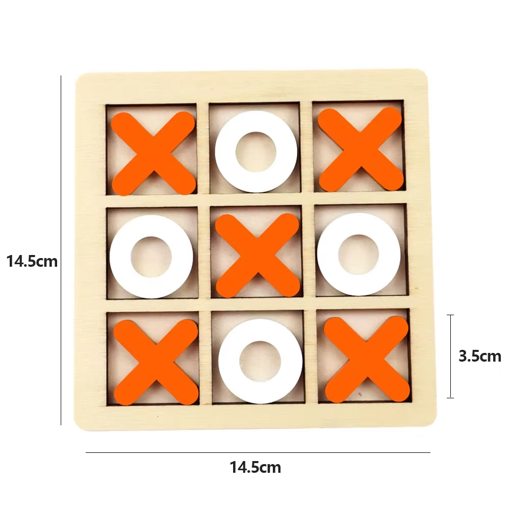 Wooden XO Tic Tac Toe Game Mini Chess Board Interaction Puzzle Training Montessori Educational Toys Gift for Kids Boy Girl