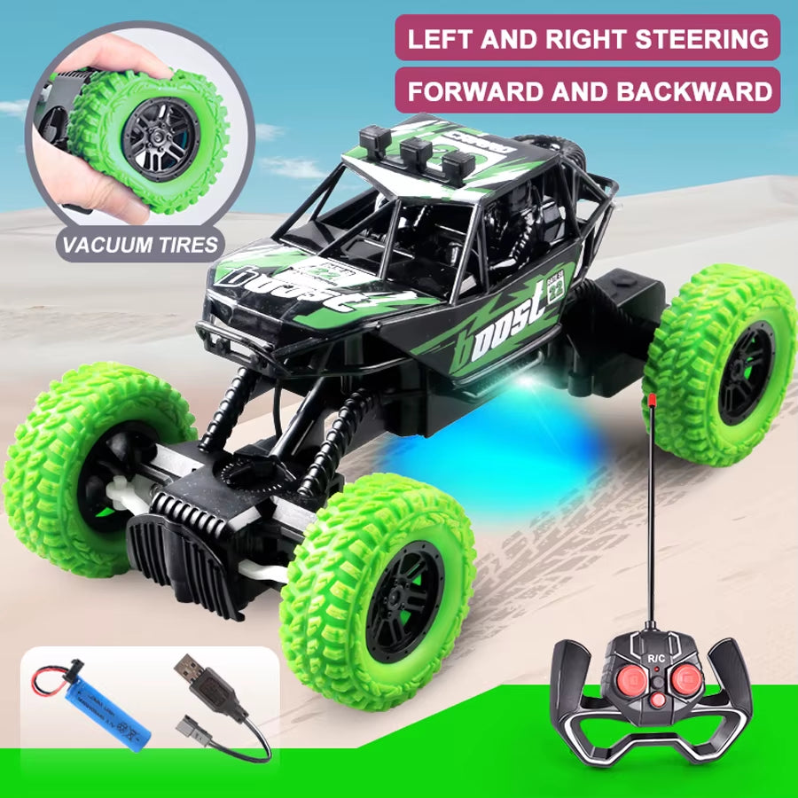 Remote Control Car with Colorful Flashing Lights, Rubber Wheels, Off-Road Toy Car Suitable for Christmas Children'S Gifts