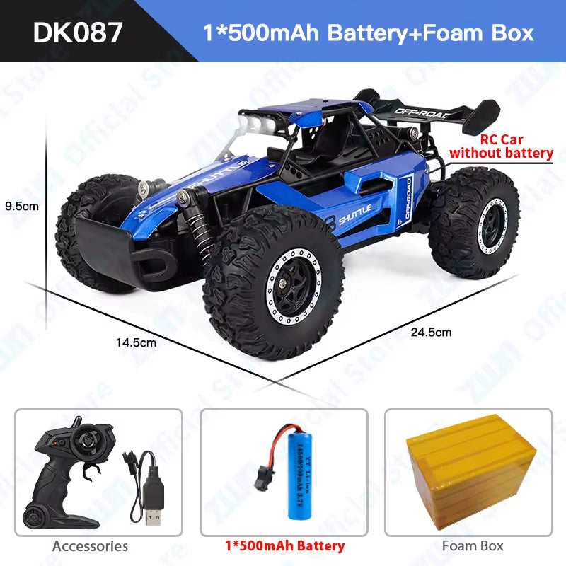 1:16 2.4Gh Model RC Car with LED Lights 2WD Off-Road Remote Control Climbing Vehicle Outdoor Cars Toys for Boys Girls Gifts