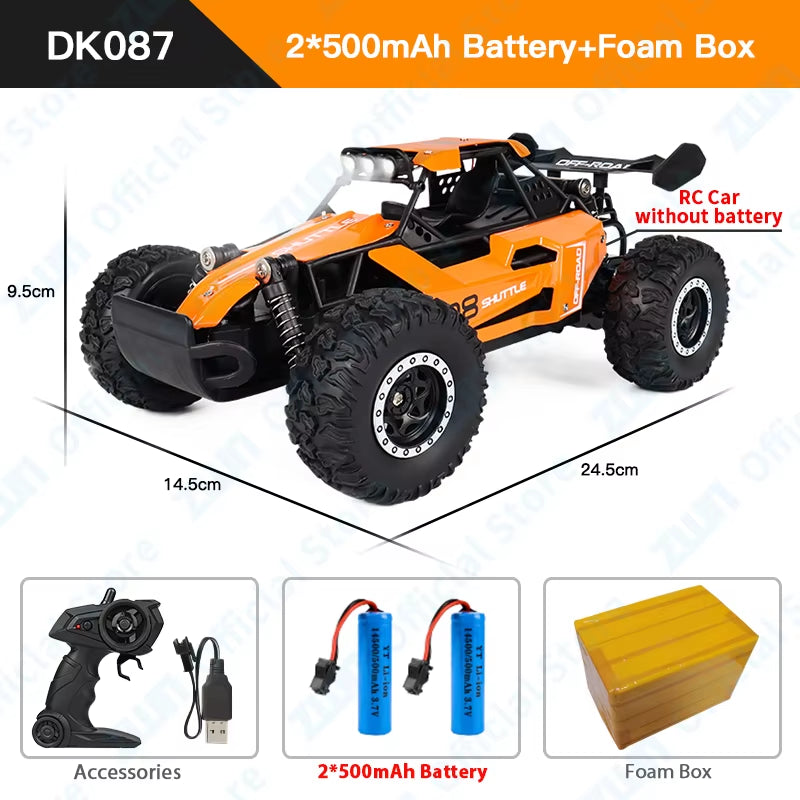 1:16 2.4Gh Model RC Car with LED Lights 2WD Off-Road Remote Control Climbing Vehicle Outdoor Cars Toys for Boys Girls Gifts