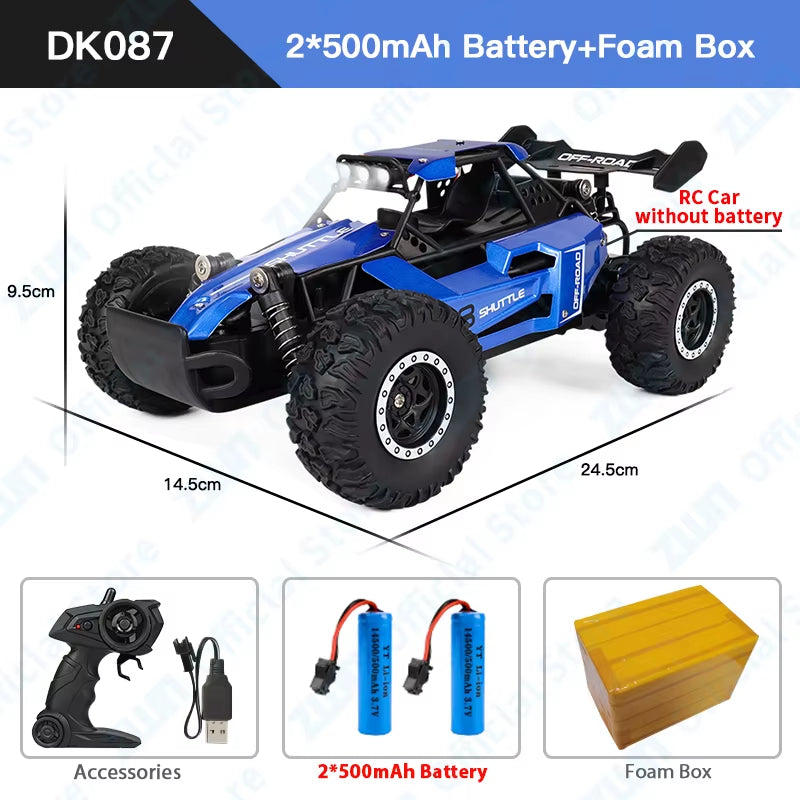 1:16 2.4Gh Model RC Car with LED Lights 2WD Off-Road Remote Control Climbing Vehicle Outdoor Cars Toys for Boys Girls Gifts