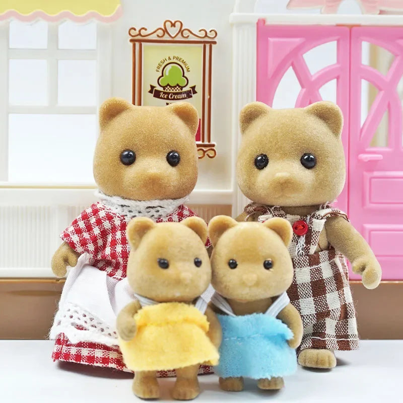 Simulation Forest Reindeer Family Doll Dollhouse Figures Furniture Set DIY Playset Play House Girls Toys Accessories Xmas Gifts