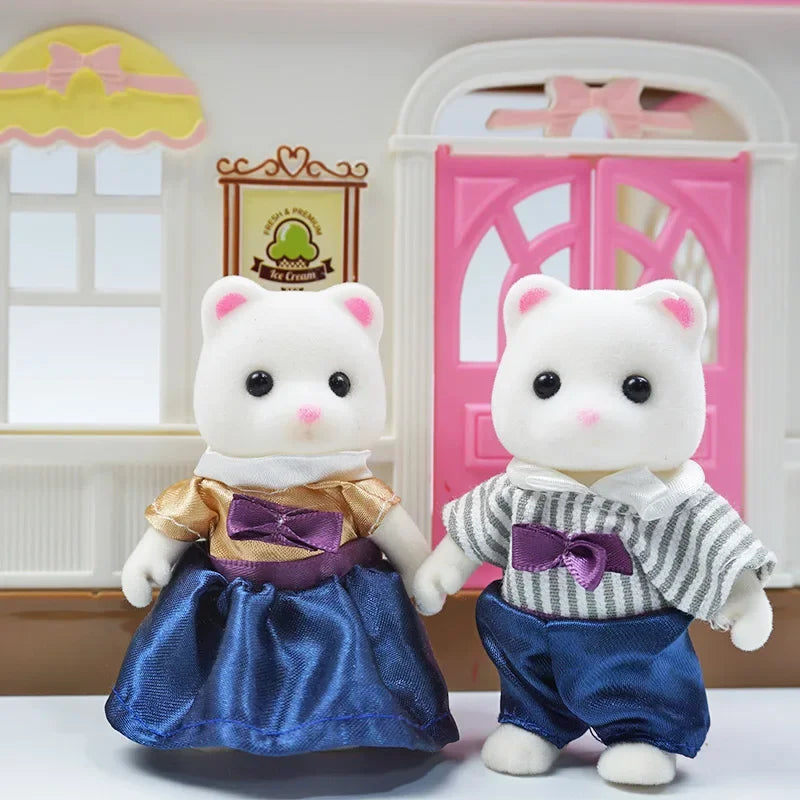 Simulation Forest Reindeer Family Doll Dollhouse Figures Furniture Set DIY Playset Play House Girls Toys Accessories Xmas Gifts