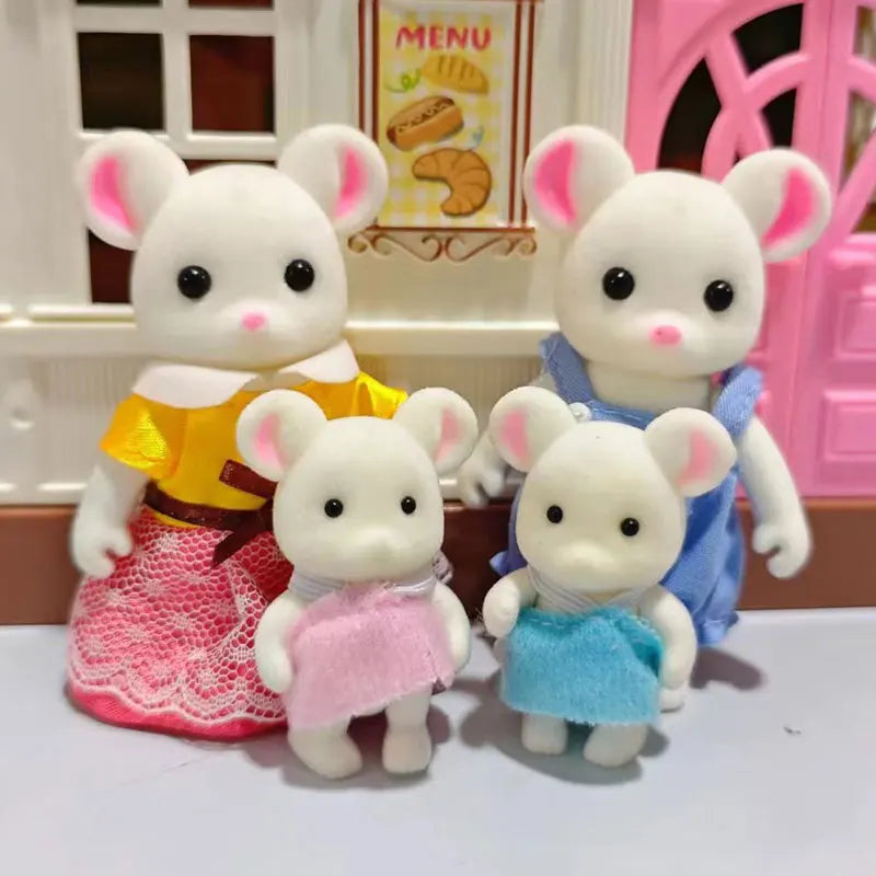 Simulation Forest Reindeer Family Doll Dollhouse Figures Furniture Set DIY Playset Play House Girls Toys Accessories Xmas Gifts