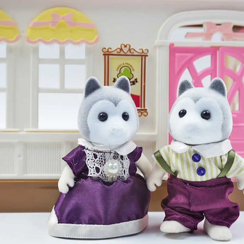 Simulation Forest Reindeer Family Doll Dollhouse Figures Furniture Set DIY Playset Play House Girls Toys Accessories Xmas Gifts