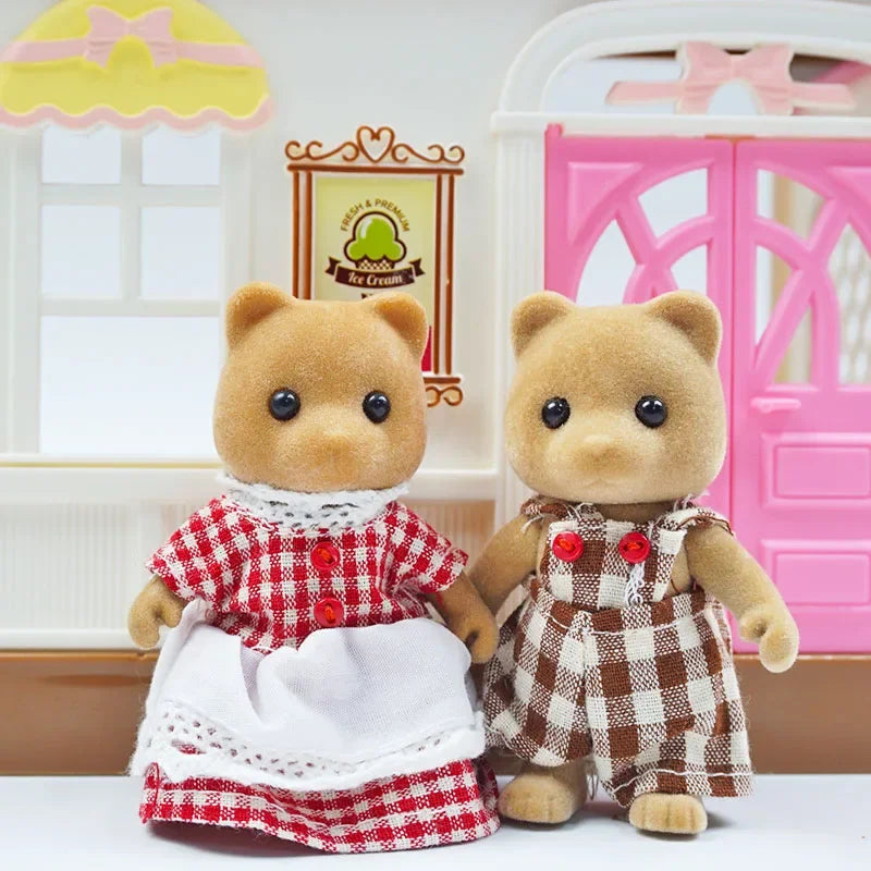 Simulation Forest Reindeer Family Doll Dollhouse Figures Furniture Set DIY Playset Play House Girls Toys Accessories Xmas Gifts