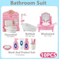Hot Sale Cute Kawaii Pink 10 Items/Lot Miniature Dollhouse Furniture Accessory Kids Toys Kitchen Cooking Things for Girl Gifts