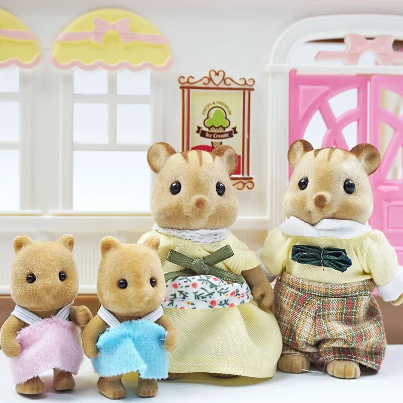 Simulation Forest Reindeer Family Doll Dollhouse Figures Furniture Set DIY Playset Play House Girls Toys Accessories Xmas Gifts
